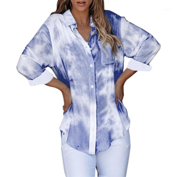 women blouse button up tie dye long sleeve shirt turn down collar autumn fashion outfits womens clothing women's blouses & shirts, White
women blouse button up tie dye long sleeve shirt turn down collar autumn fashion outfits womens clothing women's blouses & shirts, White