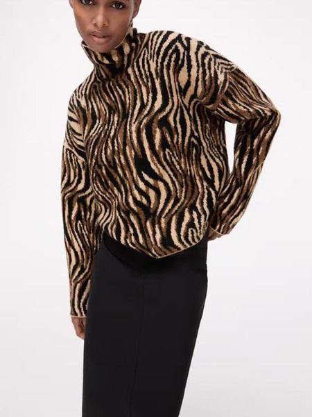 women's sweaters hwlzltzht turtleneck sweater woman jacquard knitted women fall animal print female long sleeve pullover, White;black
women's sweaters hwlzltzht turtleneck sweater woman jacquard knitted women fall animal print female long sleeve pullover, White;black