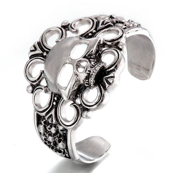 53*67mm size 102g weight large stainless steel jewelry spot wholesale biker hollow wide face open bracelet bangle, Black
53*67mm size 102g weight large stainless steel jewelry spot wholesale biker hollow wide face open bracelet bangle, Black