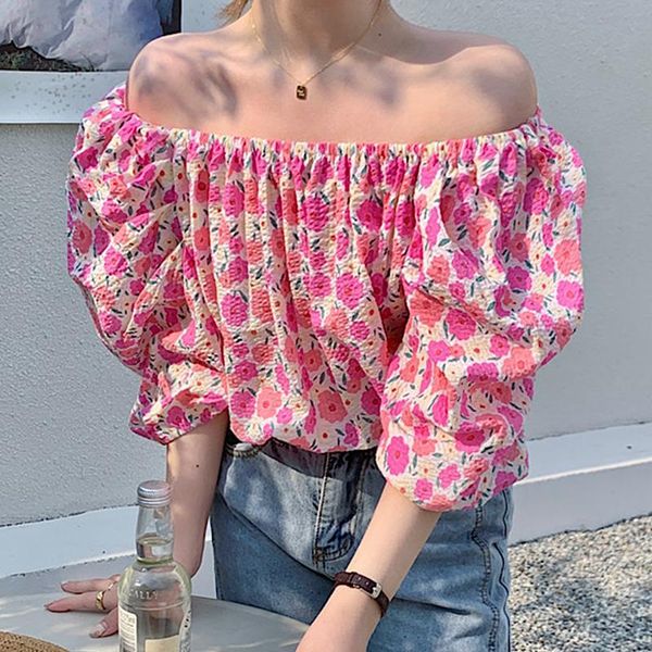 women's blouses & shirts sweet slash neck puff sleeve floral print blouse women korean chic loose casual femme blusas elegant fresh off, White
women's blouses & shirts sweet slash neck puff sleeve floral print blouse women korean chic loose casual femme blusas elegant fresh off, White