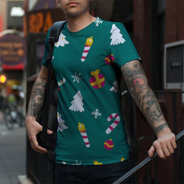 european and men's new print cartoon snowman magic wand christmas short-sleeved casual breathable street shooting party travel vacation, White;black
european and men's new print cartoon snowman magic wand christmas short-sleeved casual breathable street shooting party travel vacation, White;black