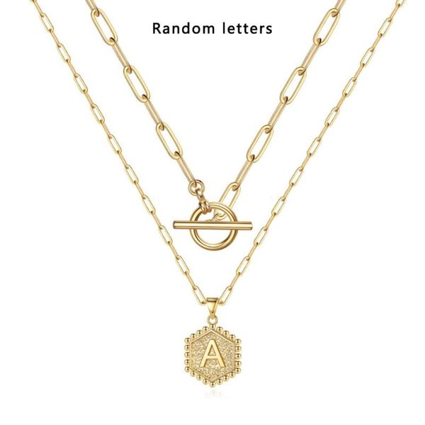 link, chain double layer pendant necklace women's capital letters jewelry female gift 26 random, Black
link, chain double layer pendant necklace women's capital letters jewelry female gift 26 random, Black