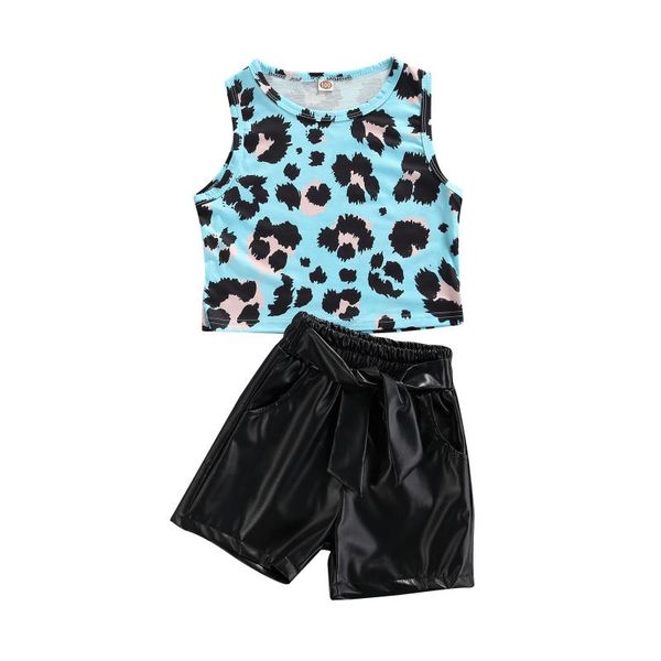 clothing sets toddler girls 2pcs summer outfits, sleeveless leopard print tank + belted leather shorts set, White
clothing sets toddler girls 2pcs summer outfits, sleeveless leopard print tank + belted leather shorts set, White