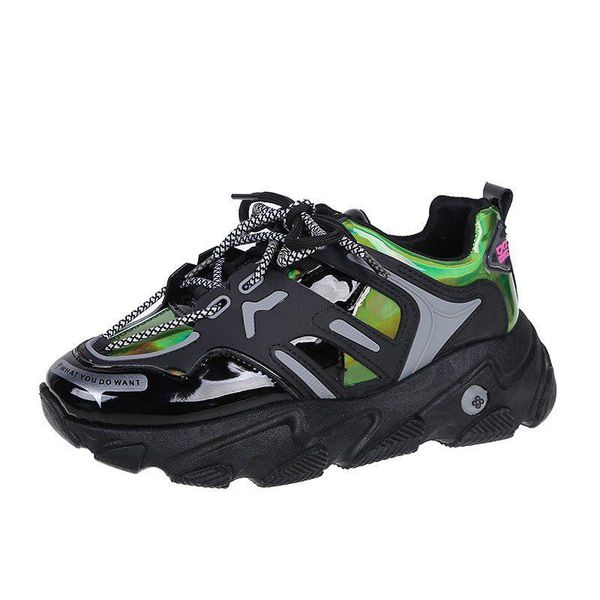 boots autumn winter women clunky sneaker 2021 wave bottom tide laser reflective round toe cross straps street shooting sneakers, Black
boots autumn winter women clunky sneaker 2021 wave bottom tide laser reflective round toe cross straps street shooting sneakers, Black