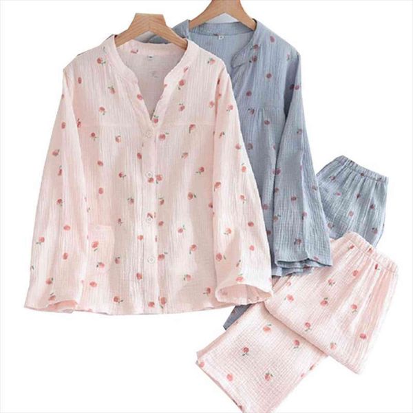 spring washed crepe sweet cartoon women sleepwear peach printed v neck woven cotton gauze pajamas set full sleeve homeware, Black;red
spring washed crepe sweet cartoon women sleepwear peach printed v neck woven cotton gauze pajamas set full sleeve homeware, Black;red