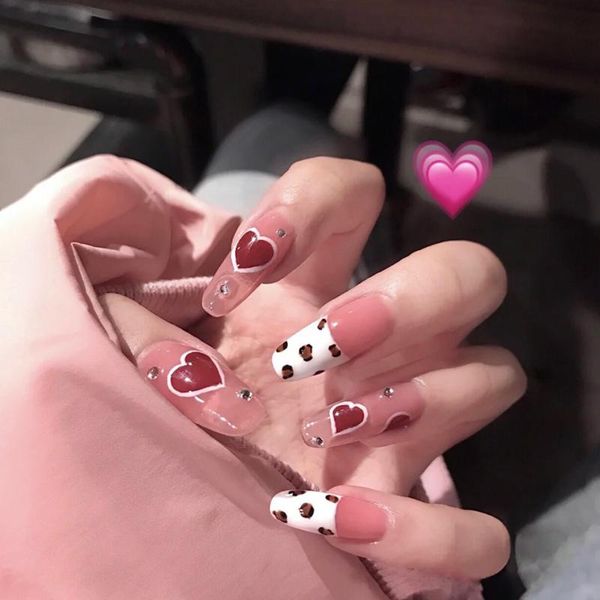 false nails 24pcs/set fake with design love leopard print nail art detachable coffin wearable ballerina full cover, Red;gold
false nails 24pcs/set fake with design love leopard print nail art detachable coffin wearable ballerina full cover, Red;gold