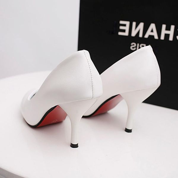 red bottom high heels shallow mouth pointed toe pu leather thin wedding party zapatos de mujer dress shoes, Black
red bottom high heels shallow mouth pointed toe pu leather thin wedding party zapatos de mujer dress shoes, Black