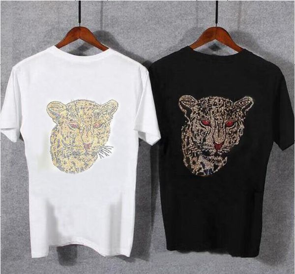 leopard print men's t-shirts rhinestone tshirts men summer fashion short sleeve streetwear double-sided printing tees - white/black 
leopard print men's t-shirts rhinestone tshirts men summer fashion short sleeve streetwear double-sided printing tees - white/black