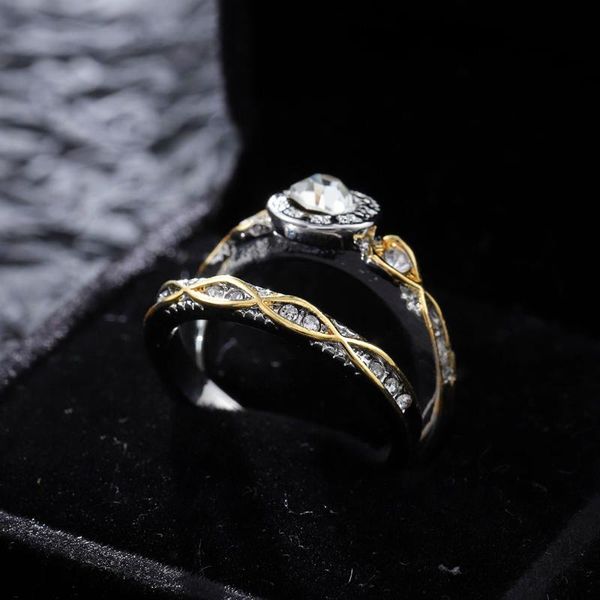 wedding rings 2pcs fashion retro luxurious zircon two-color gold ring set for lovers exquisite accessories, Slivery;golden
wedding rings 2pcs fashion retro luxurious zircon two-color gold ring set for lovers exquisite accessories, Slivery;golden