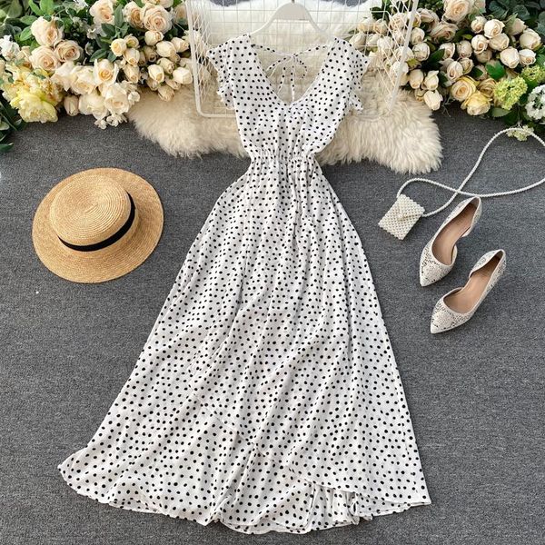 wave point chiffon long dress women fashion 2021 summer slim v-neck sleeveless irregular design backless dresses casual, Black;gray
wave point chiffon long dress women fashion 2021 summer slim v-neck sleeveless irregular design backless dresses casual, Black;gray