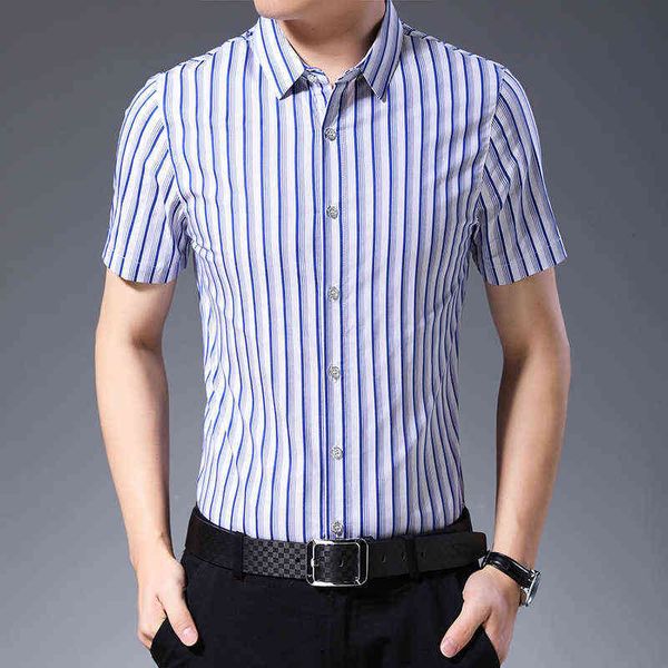 men's shirt short sleeve 2021 summer middle-aged casual stripe dad's thin fashion shirt men, White;black
men's shirt short sleeve 2021 summer middle-aged casual stripe dad's thin fashion shirt men, White;black