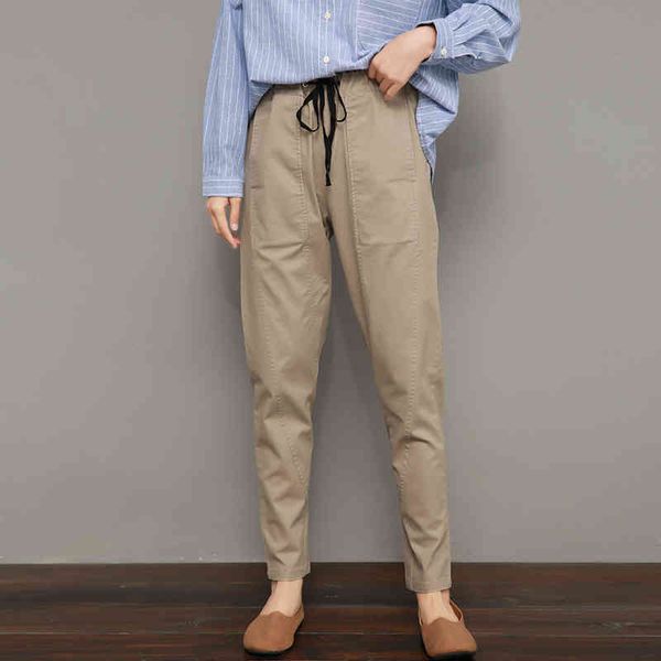 johnature casual pencil pants women cotton elastic waist trouser patchwork pockets spring ankle length pants soft 210521, Black;white
johnature casual pencil pants women cotton elastic waist trouser patchwork pockets spring ankle length pants soft 210521, Black;white