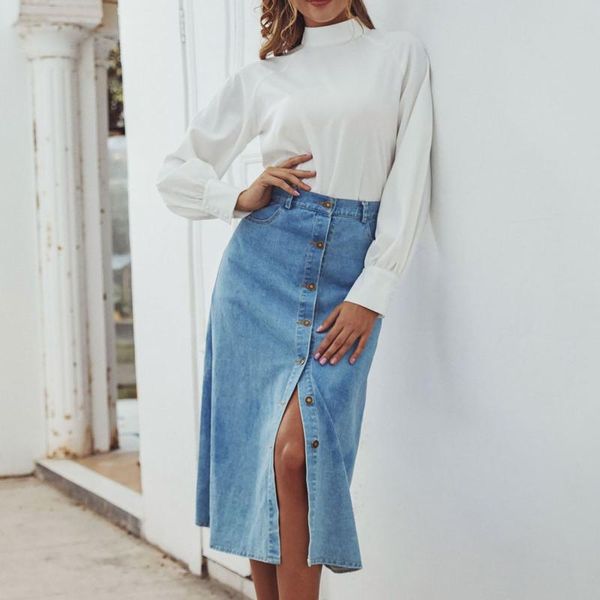 2021denim skirt women's fashion casual high waist single breasted mujer skirts, Black
2021denim skirt women's fashion casual high waist single breasted mujer skirts, Black