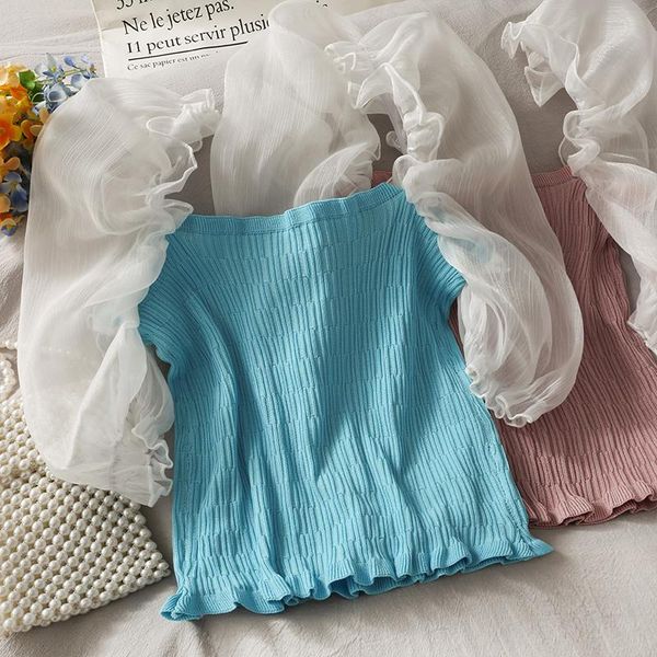women's blouses & shirts women fashion bodycon knitted chiffon puff short sleeves blouse lady sweet casual outdoor girls elegant daily, White
women's blouses & shirts women fashion bodycon knitted chiffon puff short sleeves blouse lady sweet casual outdoor girls elegant daily, White