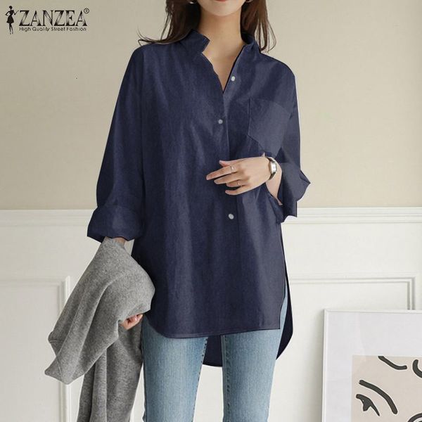 blouses demin blue women female single breasted 2021 winter autumn ol casual solid lapel blouse shirt plus size, White
blouses demin blue women female single breasted 2021 winter autumn ol casual solid lapel blouse shirt plus size, White