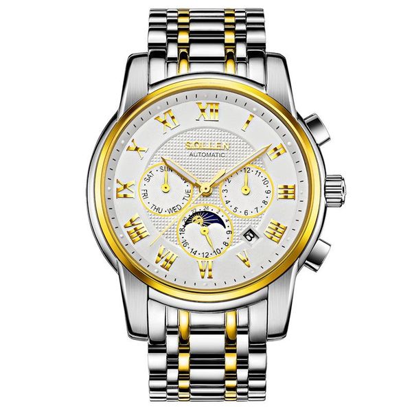 wristwatches business multi-function automatic mechanical watches steel belt men's watch waterproof scratch-resistant luminous sl802, Slivery;brown
wristwatches business multi-function automatic mechanical watches steel belt men's watch waterproof scratch-resistant luminous sl802, Slivery;brown