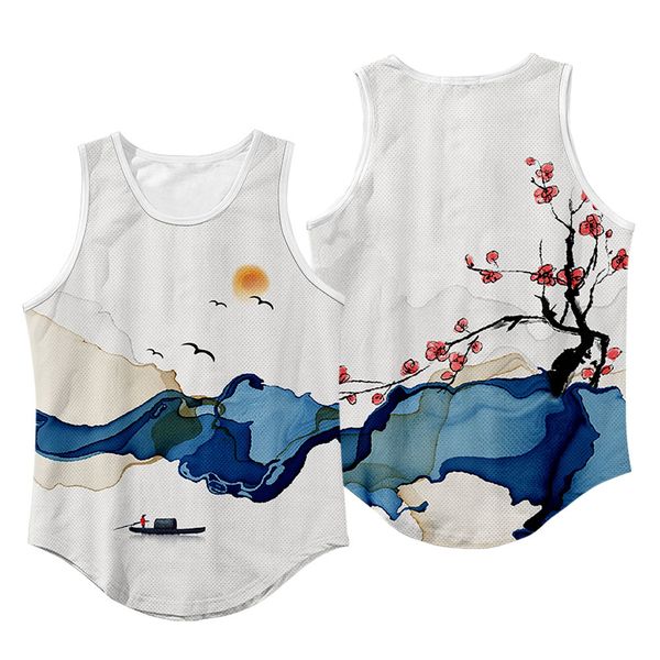 summer men clothing tank chinese landscape painting singlets sleeveless fitness male vest bodybuilding vest, Red
summer men clothing tank chinese landscape painting singlets sleeveless fitness male vest bodybuilding vest, Red