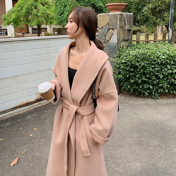 women's wool & blends 2021 winter rose medium length knee double-sided handmade coat bathrobe style large lapel, Black
women's wool & blends 2021 winter rose medium length knee double-sided handmade coat bathrobe style large lapel, Black