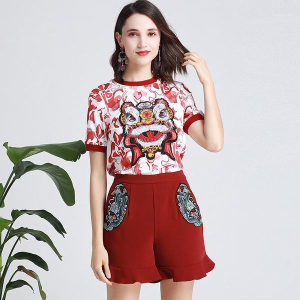 autumn pretty slim embroidery sets fashion short sleeve +red pants female suits women's two piece, White
autumn pretty slim embroidery sets fashion short sleeve +red pants female suits women's two piece, White