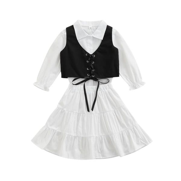 clothing sets 1-6y toddler kids baby girl long sleeve white shirt bandage vest a-line skirt 3pcs outfits dress set
clothing sets 1-6y toddler kids baby girl long sleeve white shirt bandage vest a-line skirt 3pcs outfits dress set