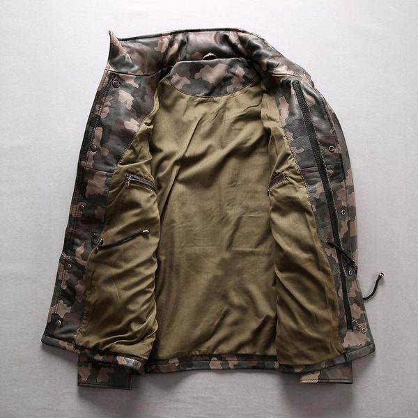 men's leather & faux genuine jacket coats camouflage vintage moto biker thick camo soft sheepskin coat male, Black
men's leather & faux genuine jacket coats camouflage vintage moto biker thick camo soft sheepskin coat male, Black