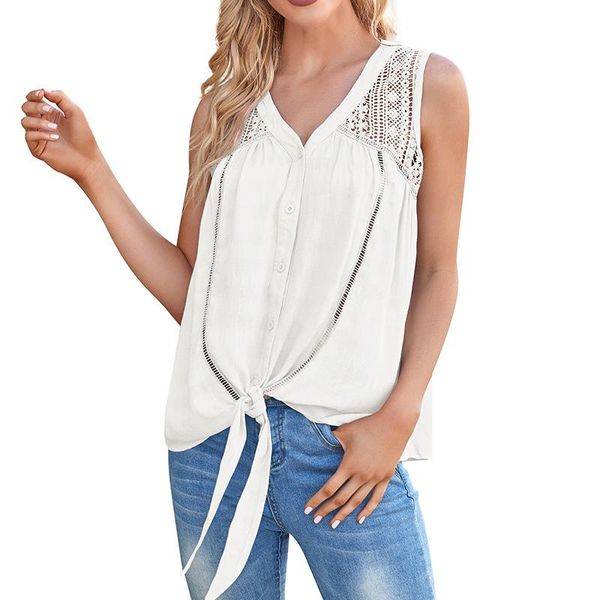 women's blouses & shirts v-neck lace hollow out sleevesless solid floral single breasted women causal shirt 2021 ladies summer office, White
women's blouses & shirts v-neck lace hollow out sleevesless solid floral single breasted women causal shirt 2021 ladies summer office, White