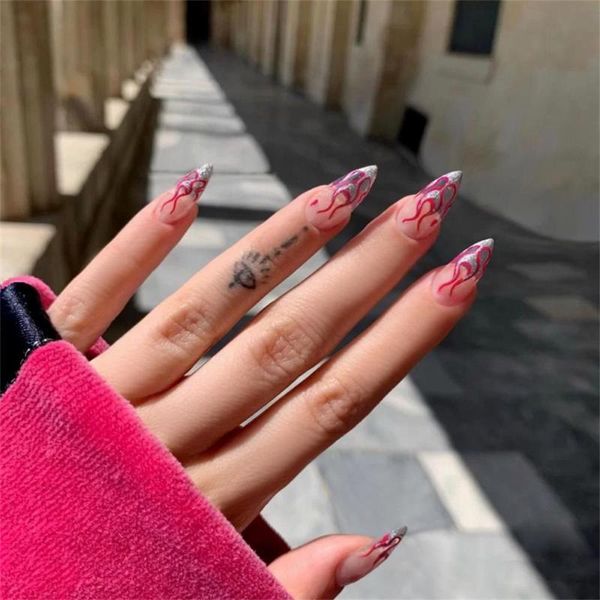 false nails 24 pcs/set fake long stiletto punk snake pattern nail tips black white matte artificial full cover manicure tools, Red;gold
false nails 24 pcs/set fake long stiletto punk snake pattern nail tips black white matte artificial full cover manicure tools, Red;gold