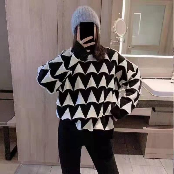 women's sweaters knitted woman pull femme long sleeve plaid sweater women pullover oversize drop, White;black
women's sweaters knitted woman pull femme long sleeve plaid sweater women pullover oversize drop, White;black