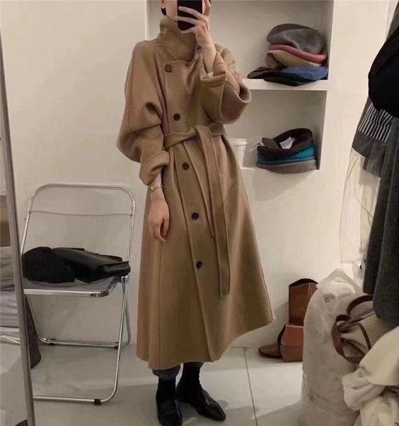 women's wool & blends off season double-sided cashmere coat long winter 2021 loose knee women, Black
women's wool & blends off season double-sided cashmere coat long winter 2021 loose knee women, Black