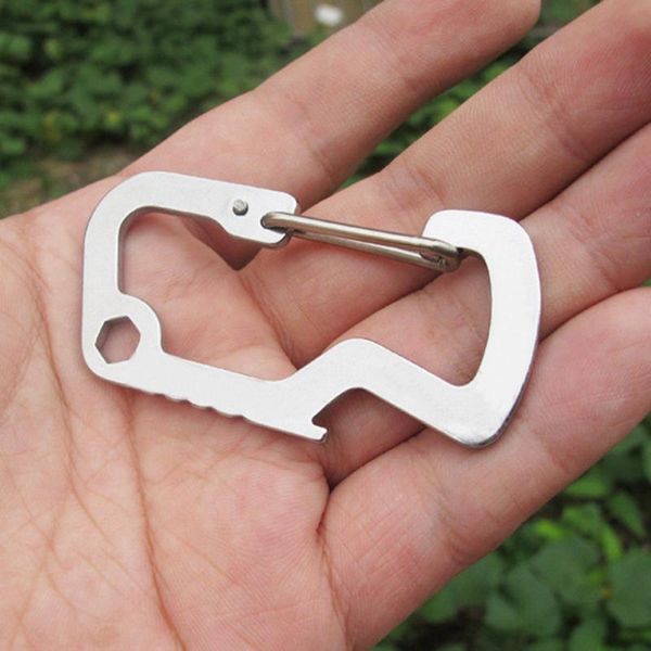 keychains multi-function type d stainless steel key holder outdoor survival camping hiking rescue gear mini carabiner multi tool keychain, Silver
keychains multi-function type d stainless steel key holder outdoor survival camping hiking rescue gear mini carabiner multi tool keychain, Silver
