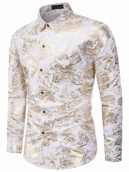 men baroque print button through shirt 019k#, White;black 
men baroque print button through shirt 019k#, White;black