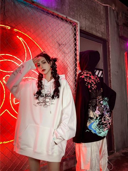 women's hoodies & sweatshirts chinese style cherry blossoms tower print couple streetwear hip hop women casual hooded fleece pullover, Black
women's hoodies & sweatshirts chinese style cherry blossoms tower print couple streetwear hip hop women casual hooded fleece pullover, Black