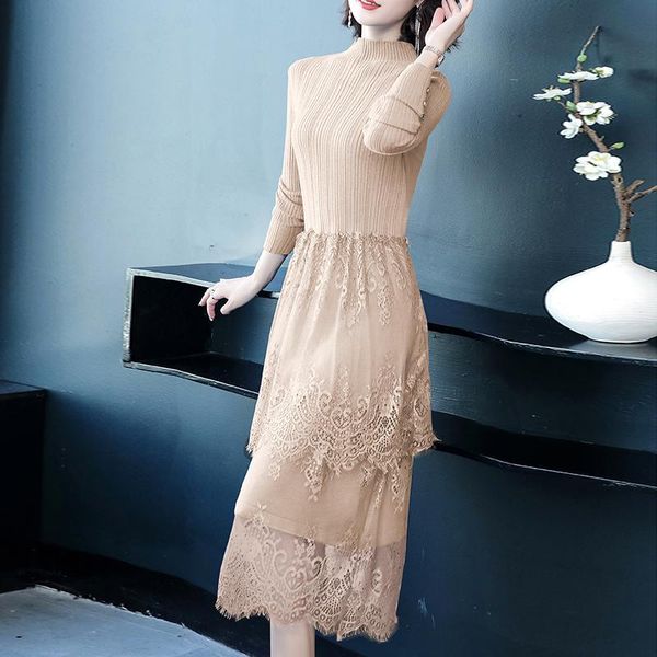 casual dresses autumn knitted dress women long sleeve solid patchwork high waist maxi lace half collar basic ol, Black;gray
casual dresses autumn knitted dress women long sleeve solid patchwork high waist maxi lace half collar basic ol, Black;gray