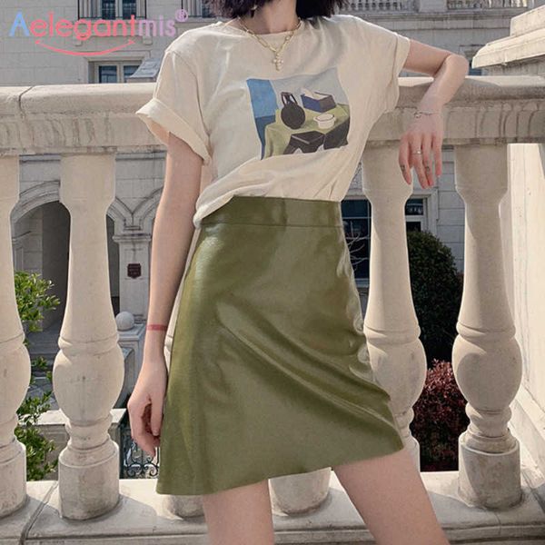 aelegantmis korea casual green a line pu leather skirt women blue patent high waist mini female street retro 210607, Black
aelegantmis korea casual green a line pu leather skirt women blue patent high waist mini female street retro 210607, Black