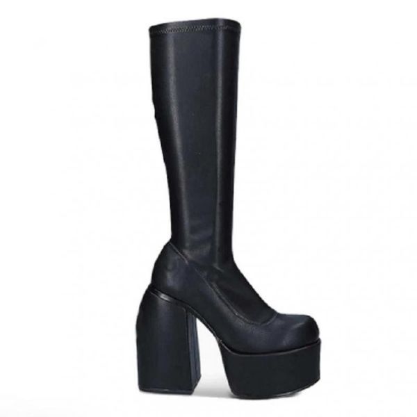 boots punk style women's platform shoes autumn and winter elastic microfiber ankle high heels black leather
boots punk style women's platform shoes autumn and winter elastic microfiber ankle high heels black leather