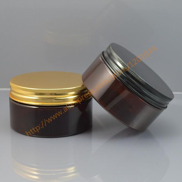 storage bottles & jars 200ml 200g brown jar pet with black/gold aluminum lid ,cosmetic manufacturer
storage bottles & jars 200ml 200g brown jar pet with black/gold aluminum lid ,cosmetic manufacturer
