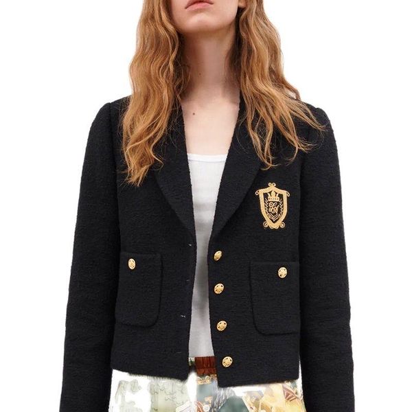 women's suits & blazers blazer black jacket pocket coat nine-point long sleeve metal button formal suit embroidered 2021, White;black
women's suits & blazers blazer black jacket pocket coat nine-point long sleeve metal button formal suit embroidered 2021, White;black