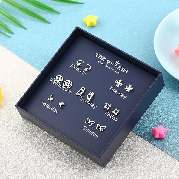 7pairs/set women stud earrings one week geometric tassel jewelry gift, Golden;silver
7pairs/set women stud earrings one week geometric tassel jewelry gift, Golden;silver