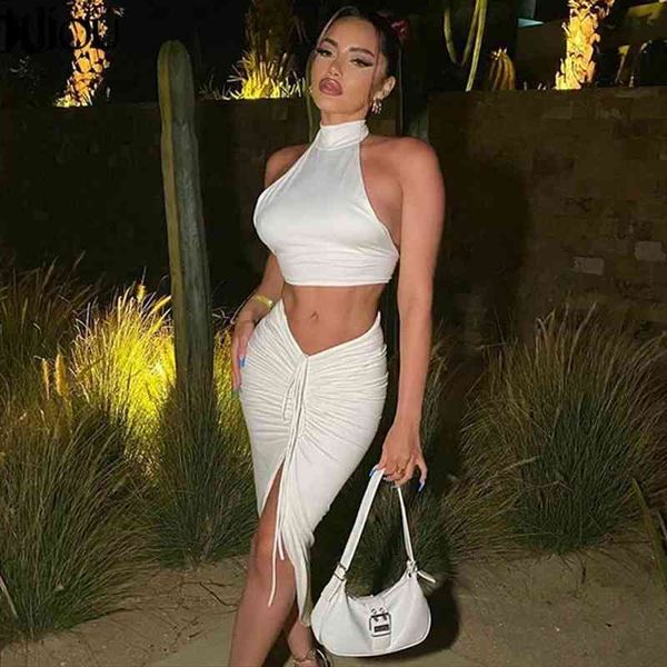 halter crop drawstring dress womens tracksuits two piece set turtleneck lace up backless camis slit skirt vacation clubwear, Gray
halter crop drawstring dress womens tracksuits two piece set turtleneck lace up backless camis slit skirt vacation clubwear, Gray