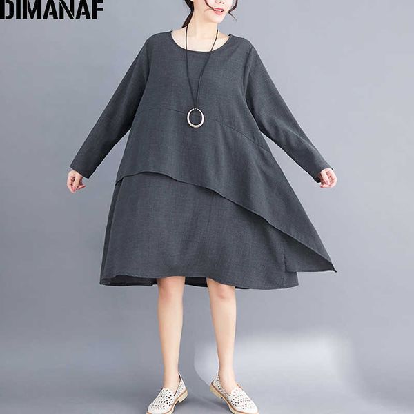 plus size women dress vintage long sleeve cotton summer sundress big female elegant lady vestido loose spliced 210531, Black;gray
plus size women dress vintage long sleeve cotton summer sundress big female elegant lady vestido loose spliced 210531, Black;gray