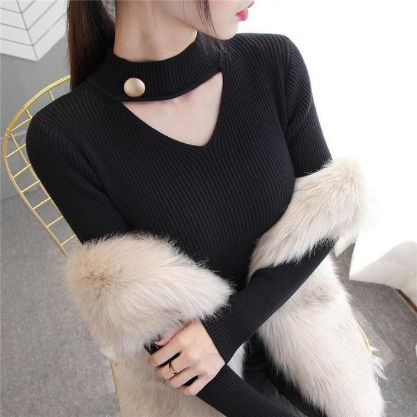 woman sweaters 2021 hollow-out halter v-neck sweater women's slim fit pullover knitted femme chandails pull hiver, White;black
woman sweaters 2021 hollow-out halter v-neck sweater women's slim fit pullover knitted femme chandails pull hiver, White;black