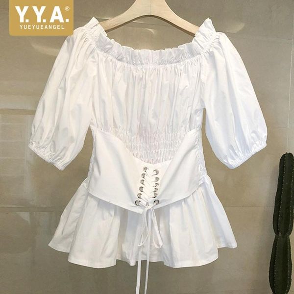 women's blouses & shirts lantern sleeve slash neck off shoulder shirt women summer criss-cross lace-up fit shirring korean female elega, White
women's blouses & shirts lantern sleeve slash neck off shoulder shirt women summer criss-cross lace-up fit shirring korean female elega, White