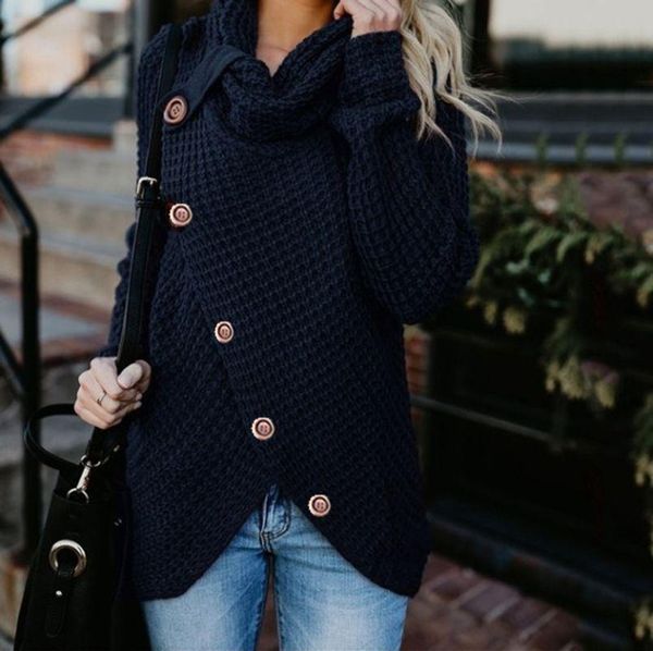 women's jackets turtleneck sweater women autumn winter knit female long sleeve thick loose irregular grain diagonal button lapel, Black;brown
women's jackets turtleneck sweater women autumn winter knit female long sleeve thick loose irregular grain diagonal button lapel, Black;brown