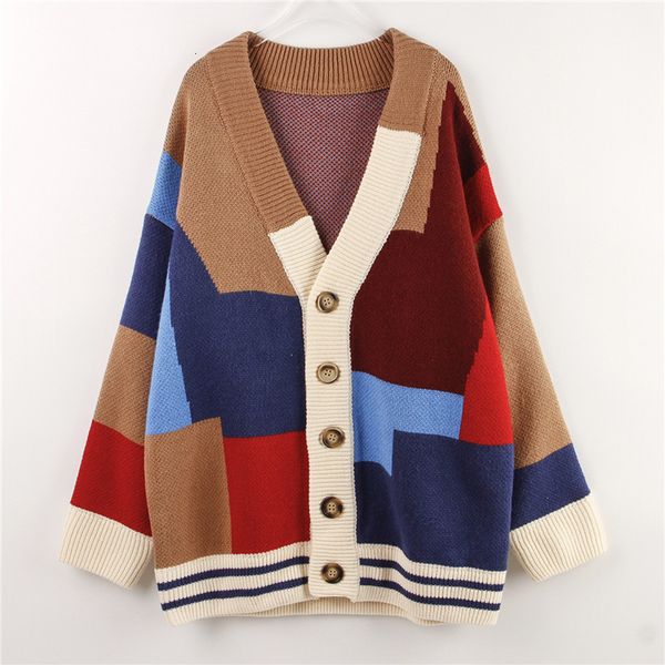 knits block patchwork oversized women knitted cardigan sweater coat autumn winter v-neck long cardigans, White
knits block patchwork oversized women knitted cardigan sweater coat autumn winter v-neck long cardigans, White
