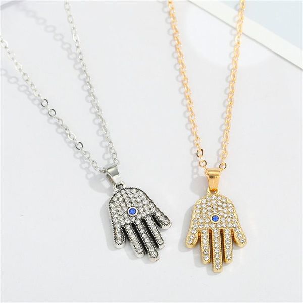 pendant necklaces 1pc bohemia rhinestone hamsa hand necklace for women fatima blue zircon evil eye choker jewelry, Silver
pendant necklaces 1pc bohemia rhinestone hamsa hand necklace for women fatima blue zircon evil eye choker jewelry, Silver
