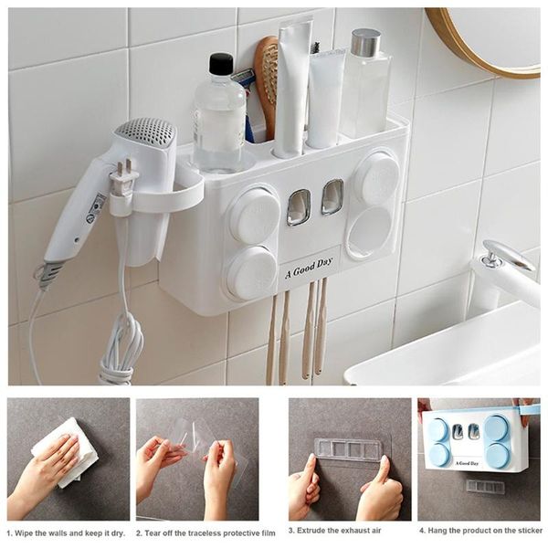 bath accessory set 4 in 1 automatic toothpaste dispenser+toothbrush+hair dryer+mug holder wall mount stand bracket bathroom products
bath accessory set 4 in 1 automatic toothpaste dispenser+toothbrush+hair dryer+mug holder wall mount stand bracket bathroom products