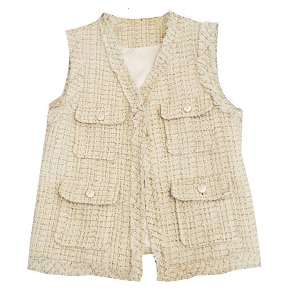 women plaid tweed vest autumn spring sweet ladies tassels pockets sleeveless jacket outerwear drop, Black;brown
women plaid tweed vest autumn spring sweet ladies tassels pockets sleeveless jacket outerwear drop, Black;brown