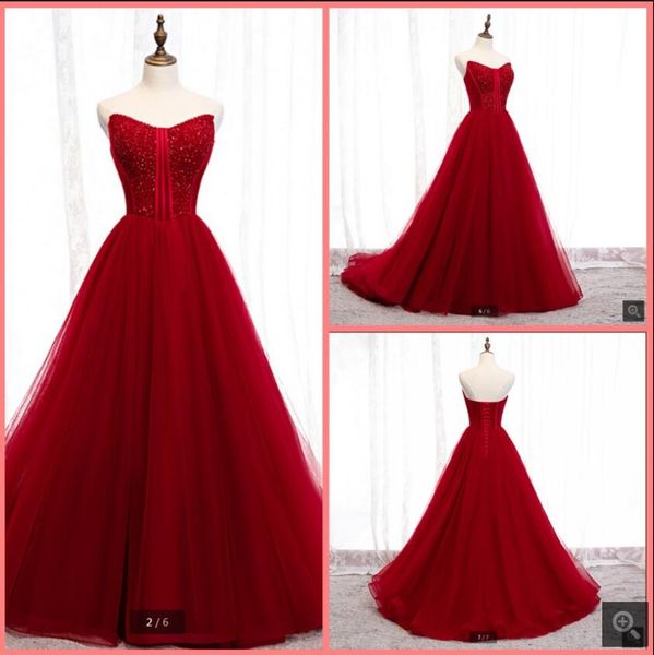 2021 real p wine tulle a line prom dresses strapless sweetheart neckline court train elegant party gowns sweet 16 glamorous long evening dre, Black
2021 real p wine tulle a line prom dresses strapless sweetheart neckline court train elegant party gowns sweet 16 glamorous long evening dre, Black