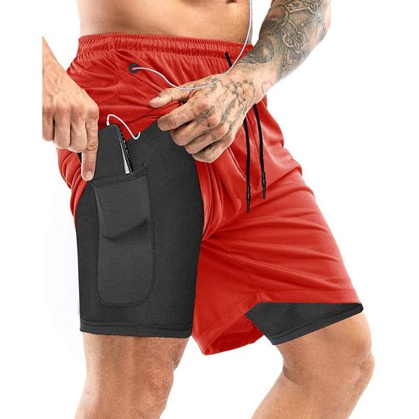gym clothing men casual fitness sports shorts with pockets and inner layer solid color elastic waist double breeches, White;black
gym clothing men casual fitness sports shorts with pockets and inner layer solid color elastic waist double breeches, White;black