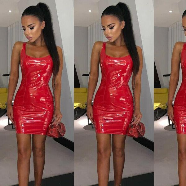 black women dress pu leather bodycon spaghetti strap sleeveless deep o neck skiny pencil club short vestidos, Black;gray
black women dress pu leather bodycon spaghetti strap sleeveless deep o neck skiny pencil club short vestidos, Black;gray